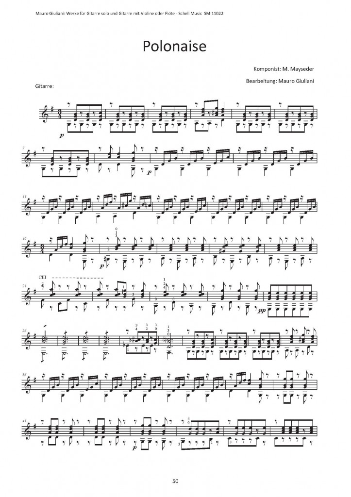 Polonaise bearbeitet von Mauro Giuliani Polonaise bearbeitet von Mauro Giuliani